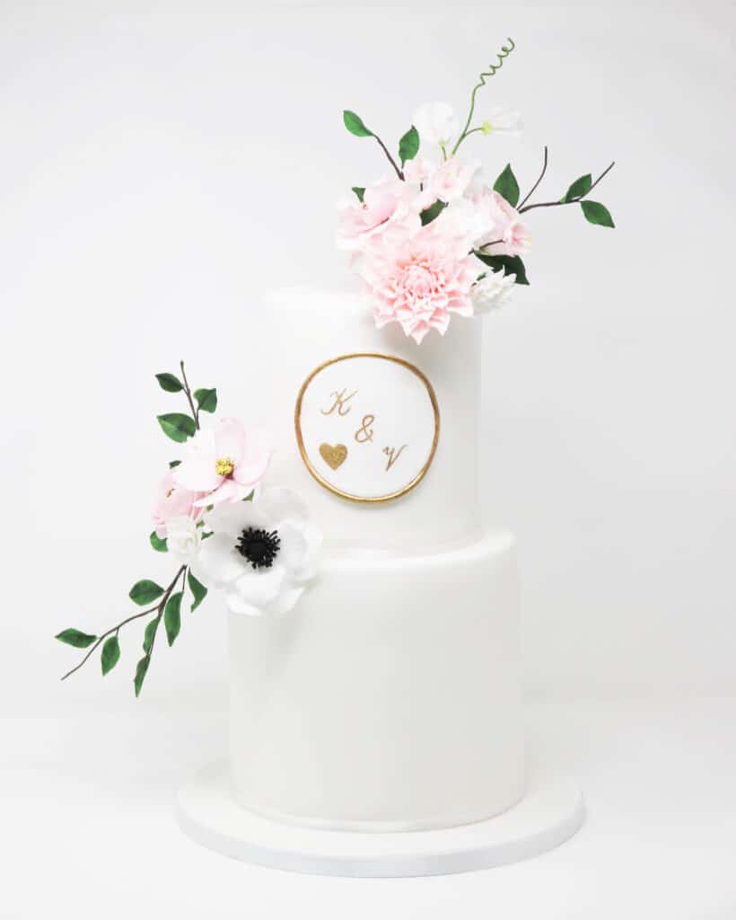 gateau mariage monogramme